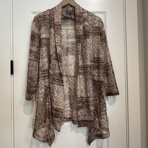 CHICOS Women's‎ 3/4 Sleeve Kimono Size 3 Open Knit Texture Sheer Lightweight